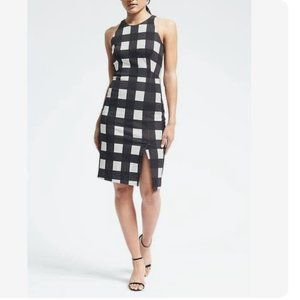 Banana Republic Gingham Sheath Dress in Bi-stretch, Size 2